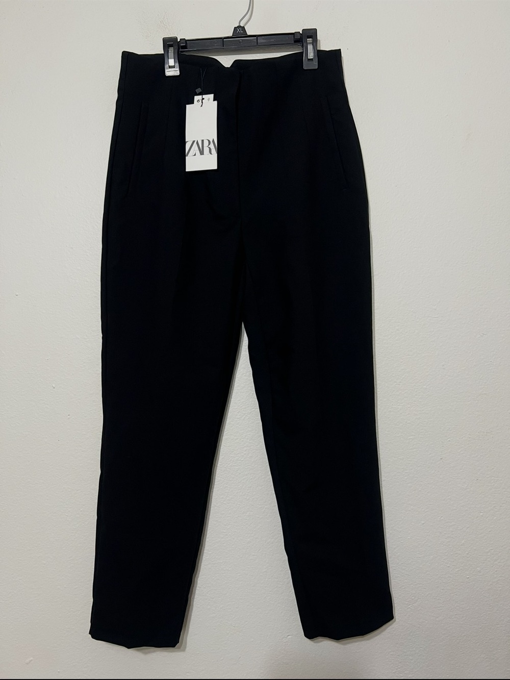 ZARA Black Tailored High-Waist Trousers Size Large NWT